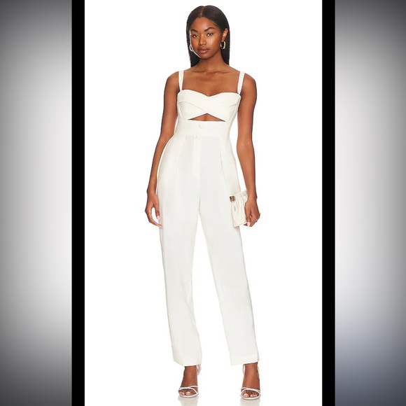 Sabina Musayev “Rosa” Jumpsuit in Off White – Cutout Bodice & Lace-Up Back XS✨ - Picture 4 of 15